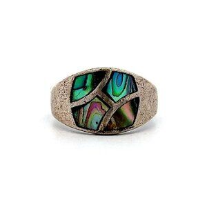 Estate NF Sterling‎ Silver & Abalone Size 7 Ring! 171